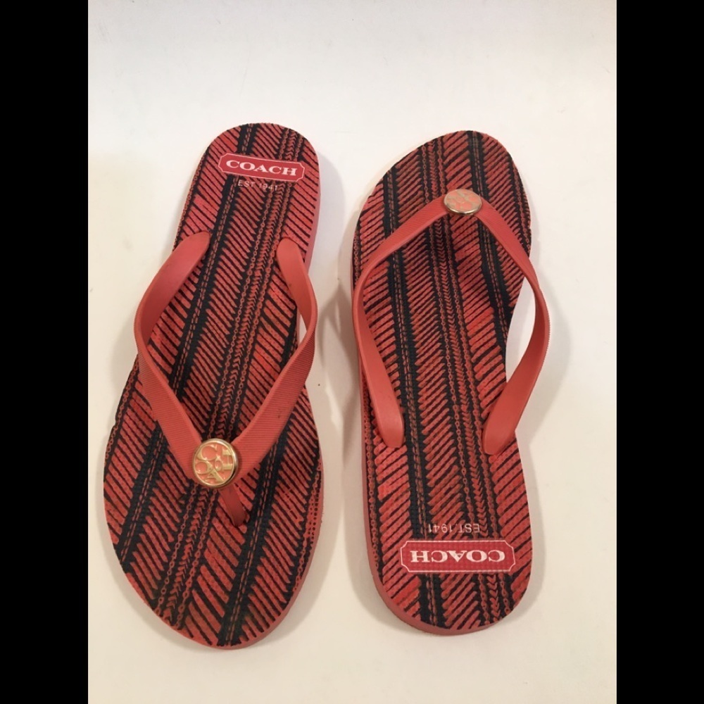 Coach Women's Flip-Flops (Coral) Size 11/12 - Picture 7 of 9